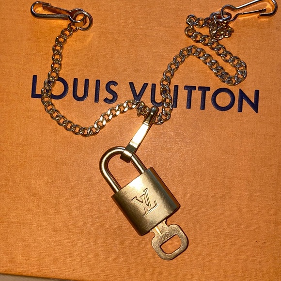 Authentic Louis Vuitton Lock and Key with Chain Bag Charm - Picture 1 of 3